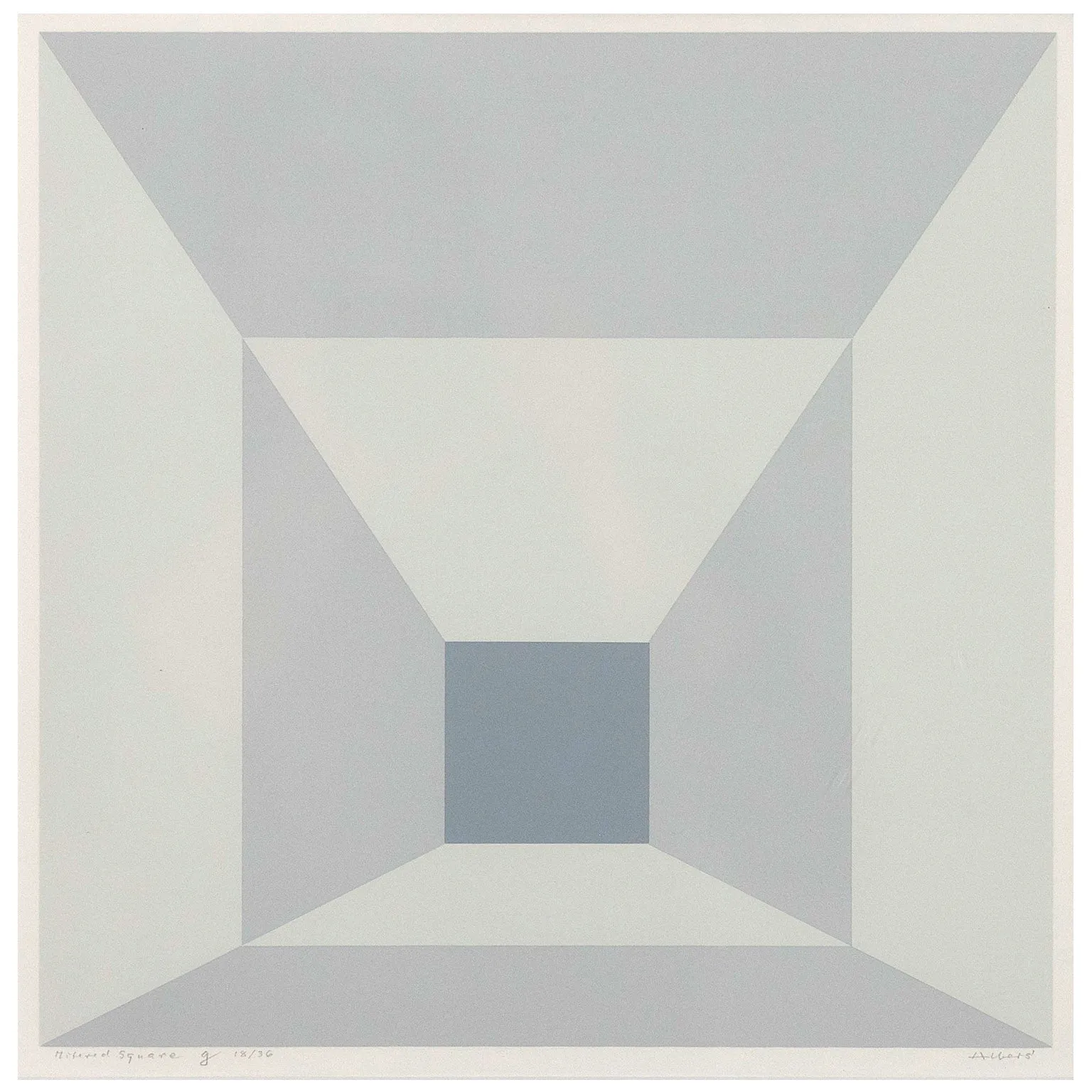 JOSEF ALBERS "MITERED SQUARES - FOG" SCREENPRINT, 1976