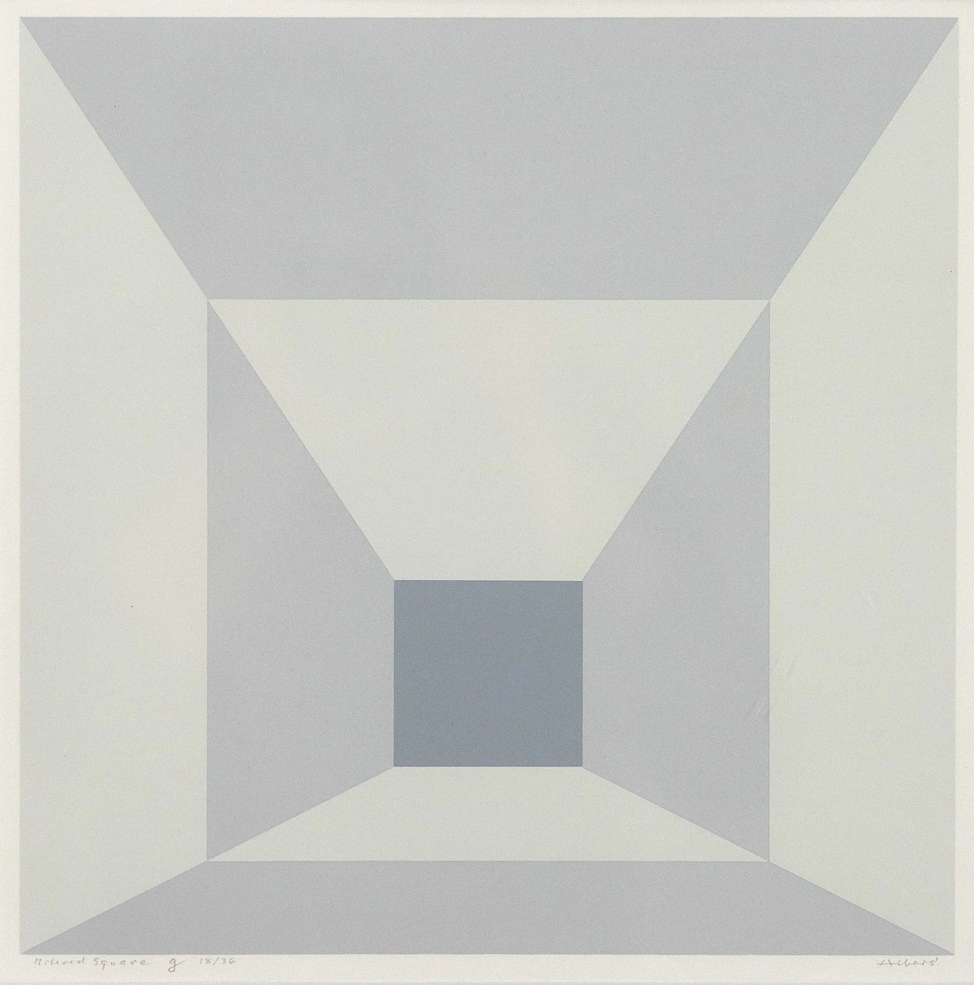 JOSEF ALBERS "MITERED SQUARES - FOG" SCREENPRINT, 1976