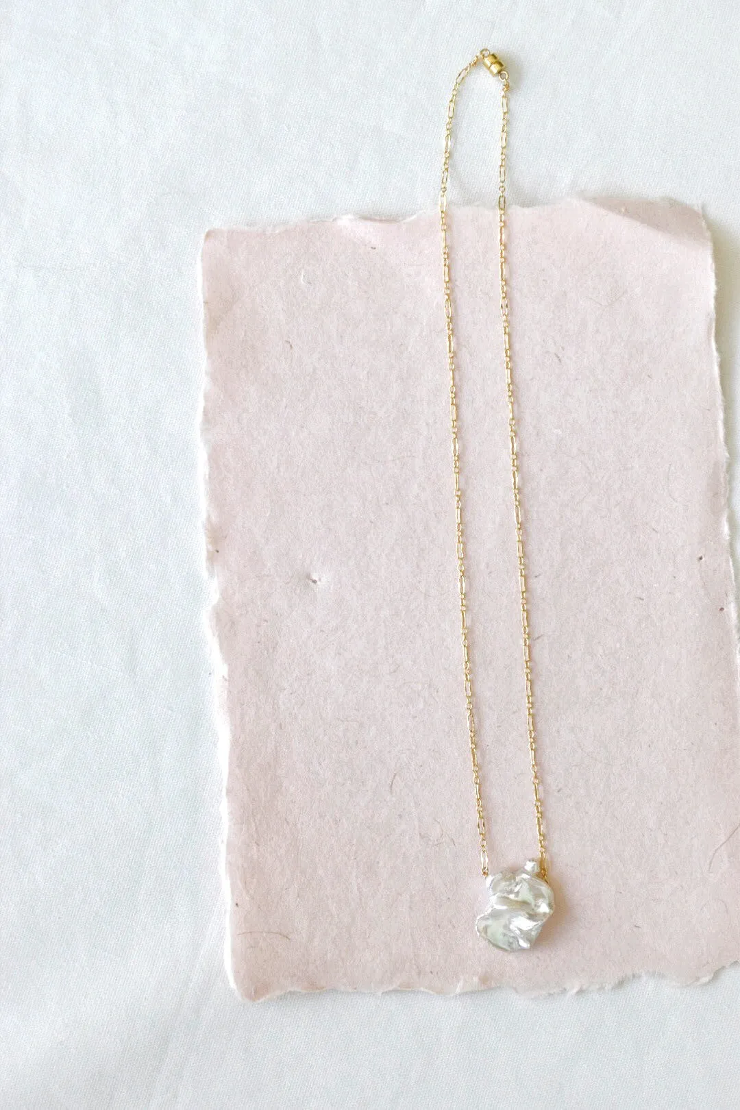 Keshi Pearl Necklace, Gold Filled