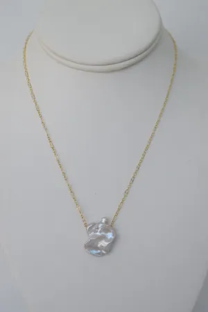 Keshi Pearl Necklace, Gold Filled