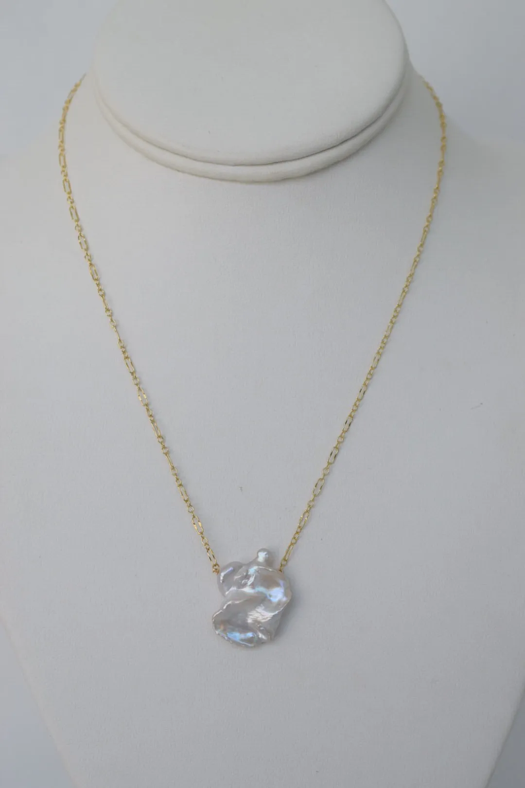 Keshi Pearl Necklace, Gold Filled