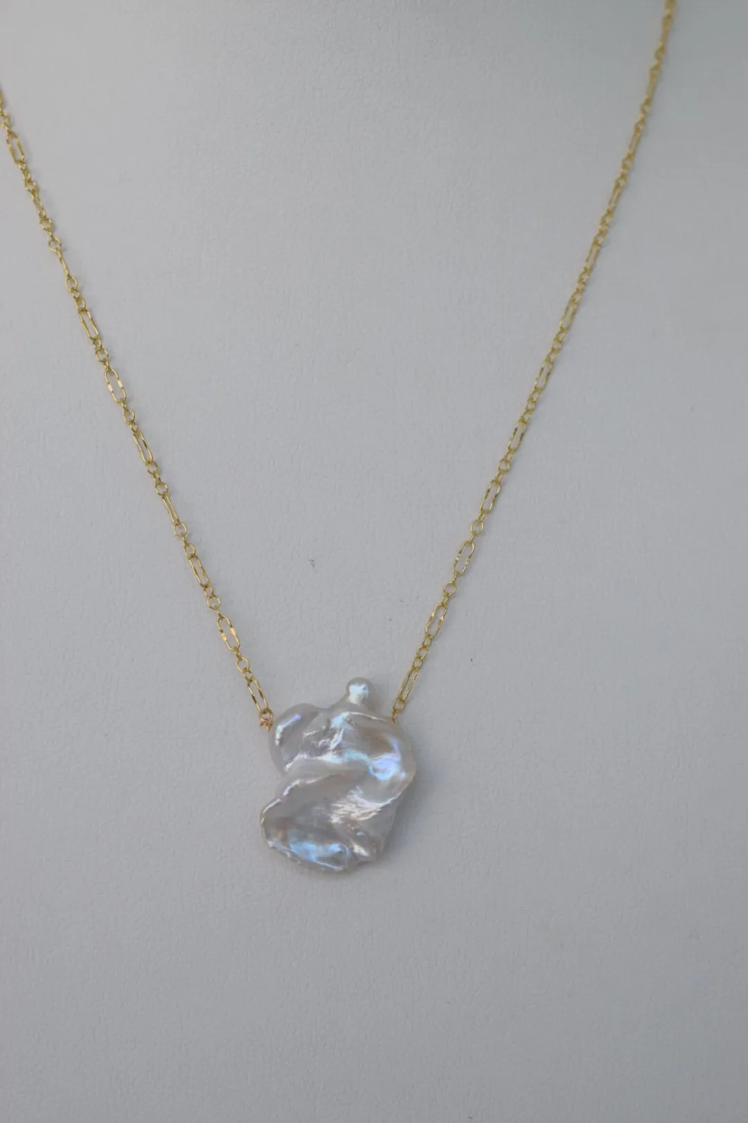 Keshi Pearl Necklace, Gold Filled