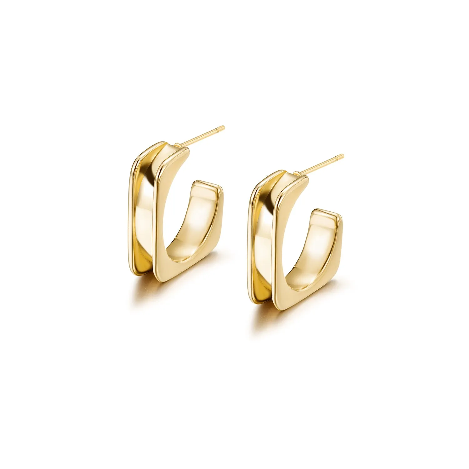 L-shaped stainless steel smooth earrings-SCE380STGC