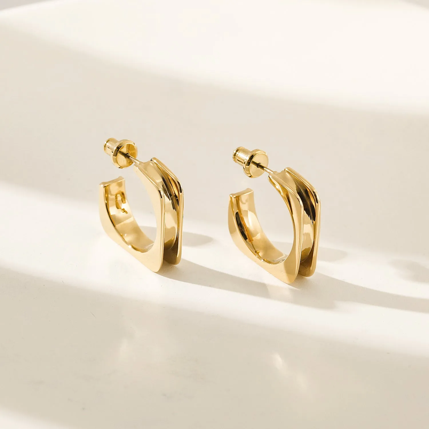 L-shaped stainless steel smooth earrings-SCE380STGC
