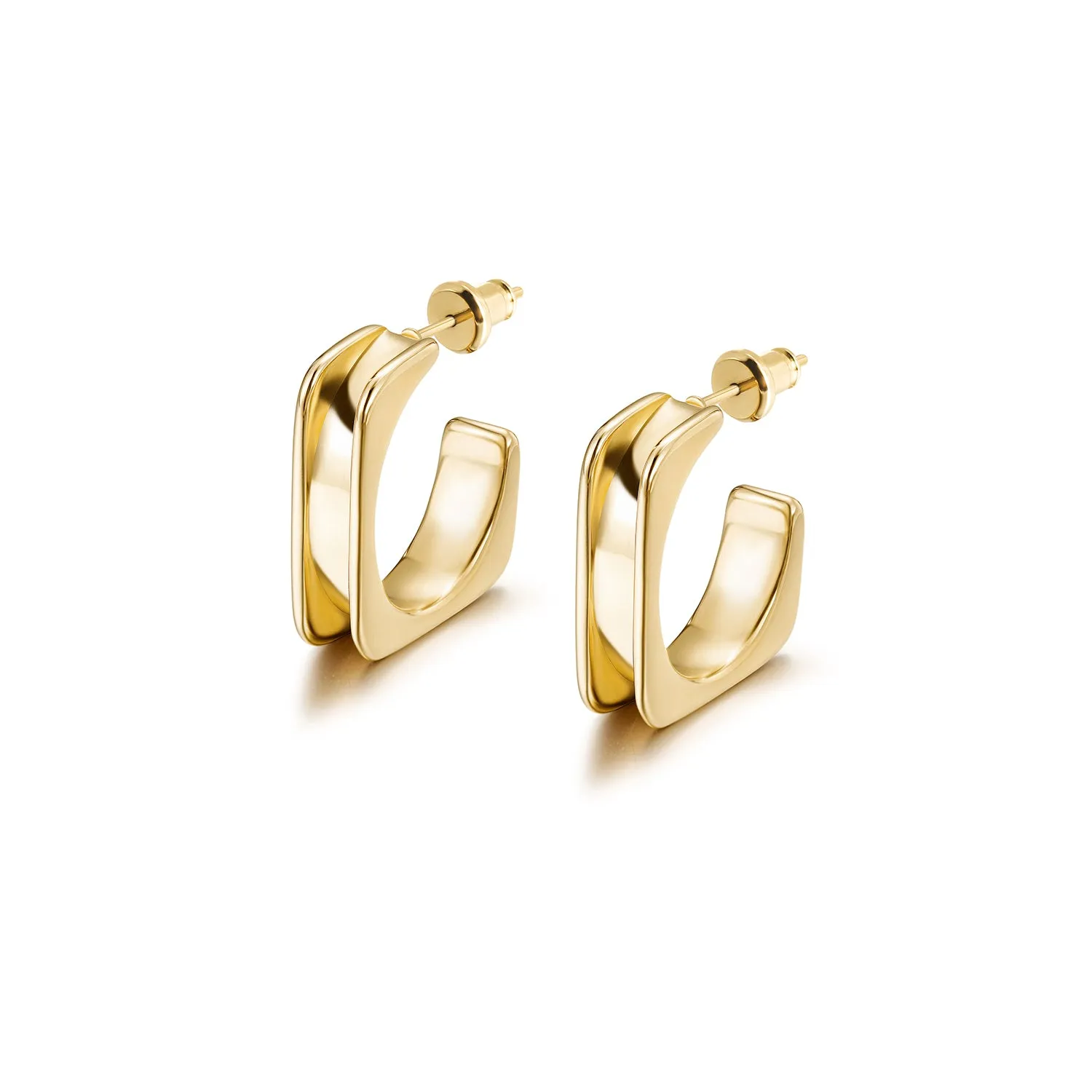 L-shaped stainless steel smooth earrings-SCE380STGC