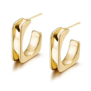 L-shaped stainless steel smooth earrings-SCE380STGC
