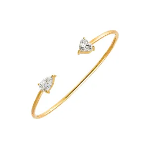 Lab Grown Diamond Pear X Heart Open Bangle 14K