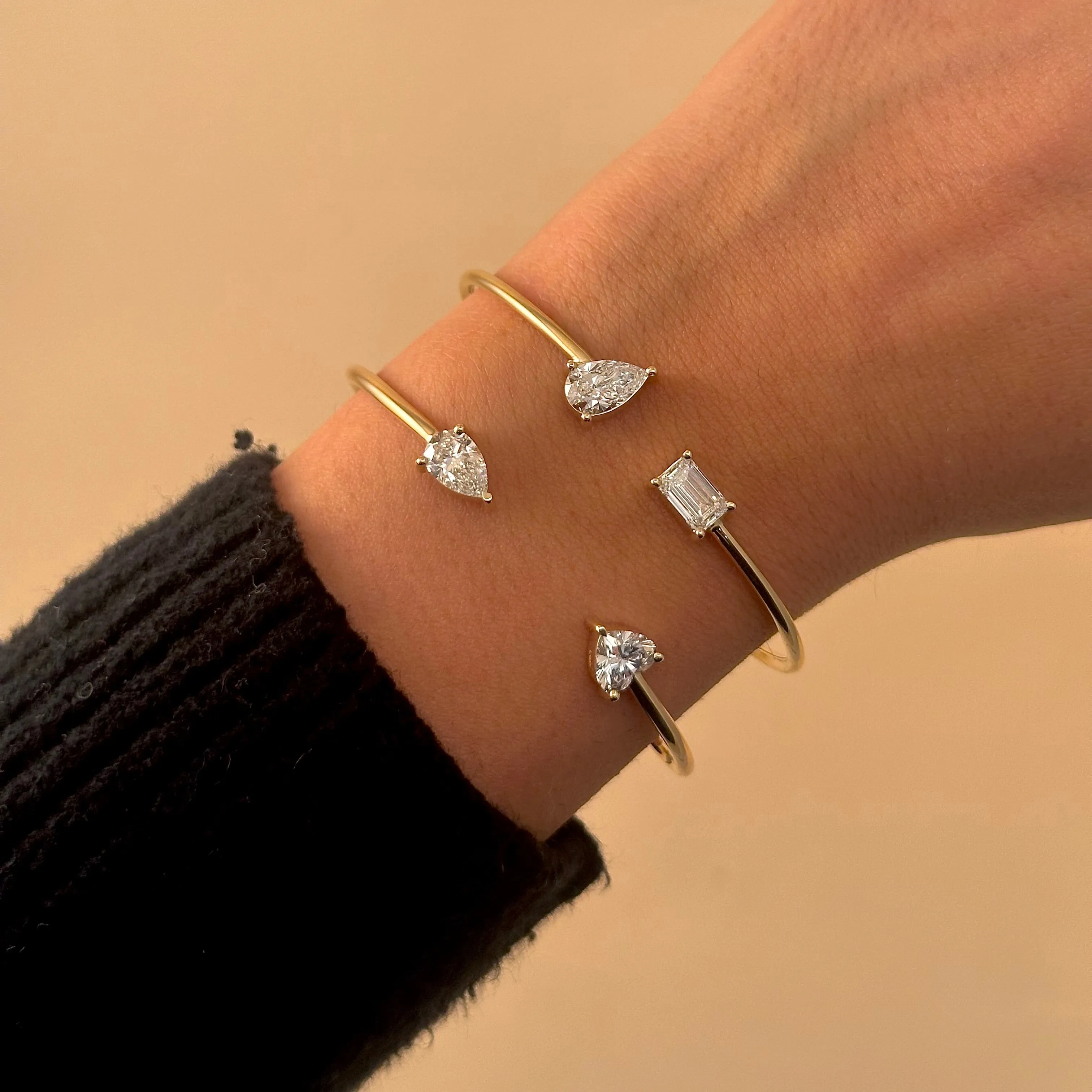 Lab Grown Diamond Pear X Heart Open Bangle 14K