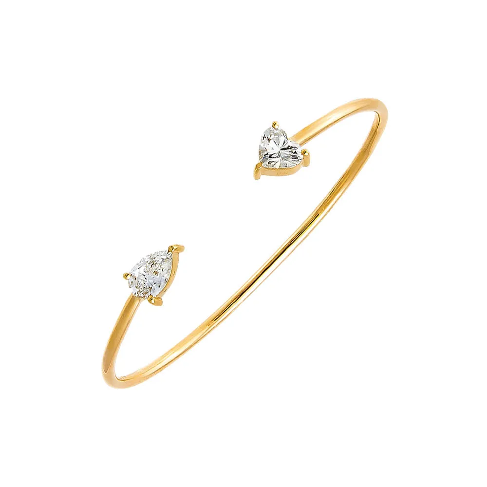 Lab Grown Diamond Pear X Heart Open Bangle 14K