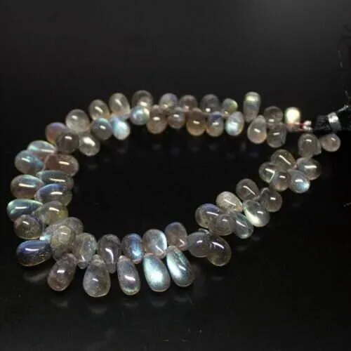 Labradorite Smooth Tear Drops Briolette Gemstone Loose Beads Strand 8" 7mm 12mm