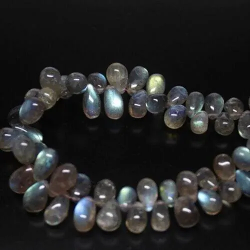 Labradorite Smooth Tear Drops Briolette Gemstone Loose Beads Strand 8" 7mm 12mm