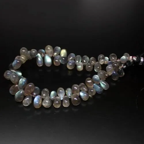 Labradorite Smooth Tear Drops Briolette Gemstone Loose Beads Strand 8" 7mm 12mm