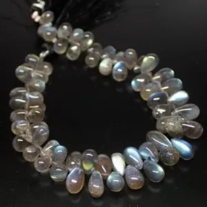 Labradorite Smooth Tear Drops Briolette Gemstone Loose Beads Strand 8" 7mm 12mm