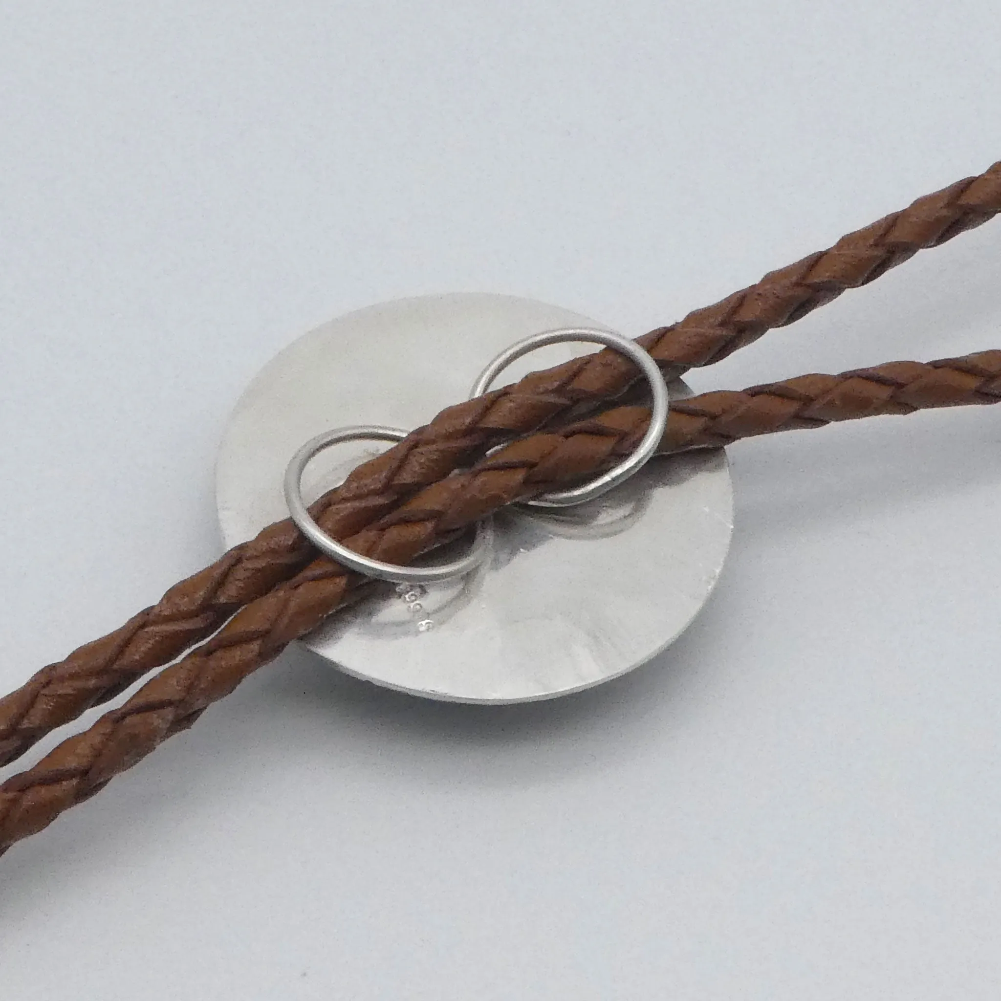 Labradorite Solid Sterling Silver Braided Leather Bolo Necklace