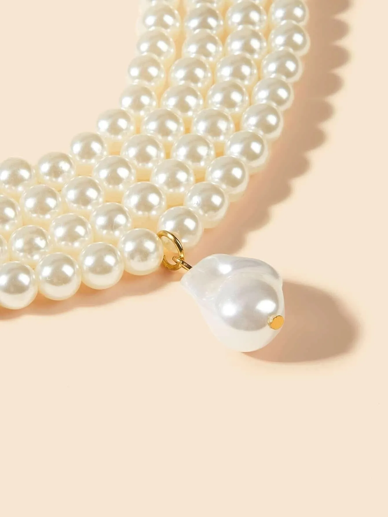 Large White Pearl Multi Strand Necklace, Baroque Pearl Pendant Bridal Necklace, Wedding Chunky Necklace for Bride