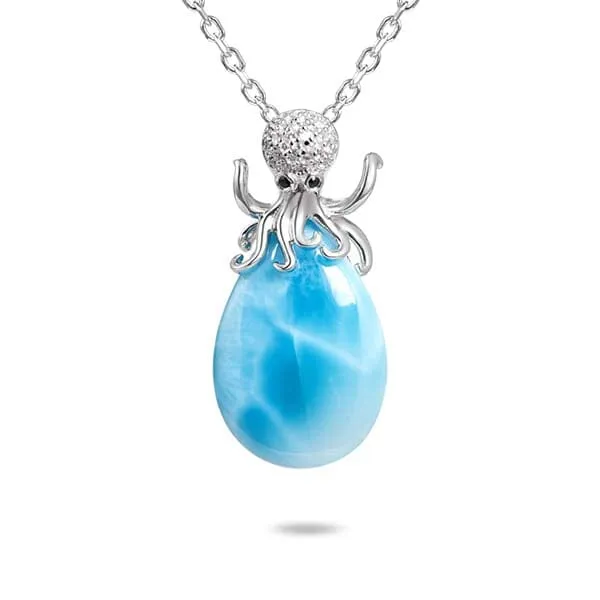 Larimar Octopus Teardrop Pendant
