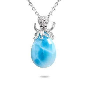 Larimar Octopus Teardrop Pendant