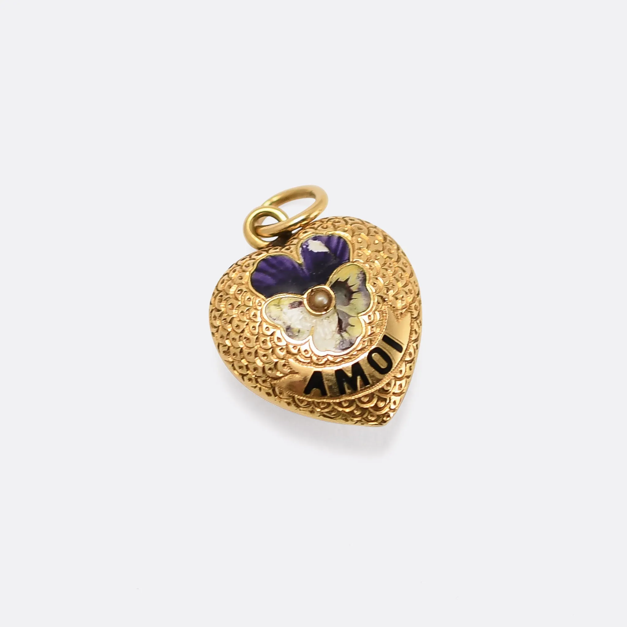 Late Victorian "Think of Me" Gold Heart Pendant