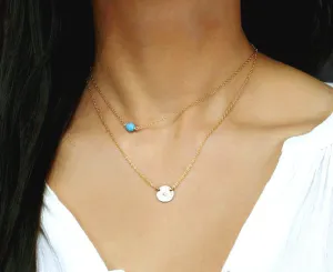 Layering Necklace Set Personalized Bead & Monogrammed Disc