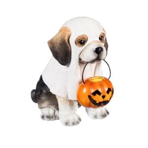 LED color changing Polyresin Dog in Ghost Costume Table Decor,8led376