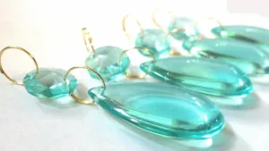 Light Aqua Smooth Teardrop Chandelier Crystals Ornament, Pack of 5