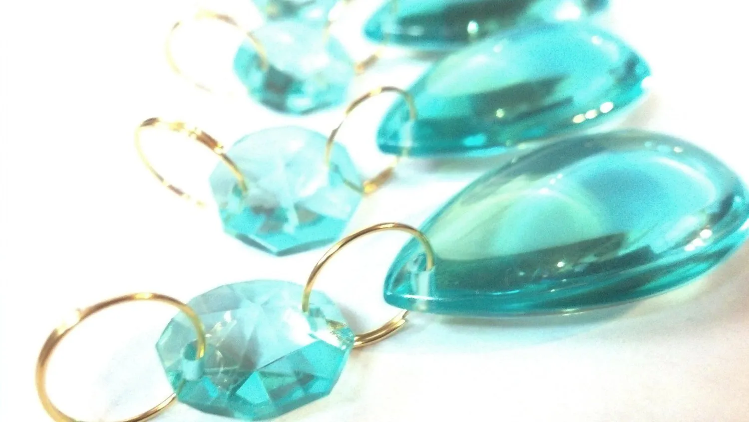 Light Aqua Smooth Teardrop Chandelier Crystals Ornament, Pack of 5