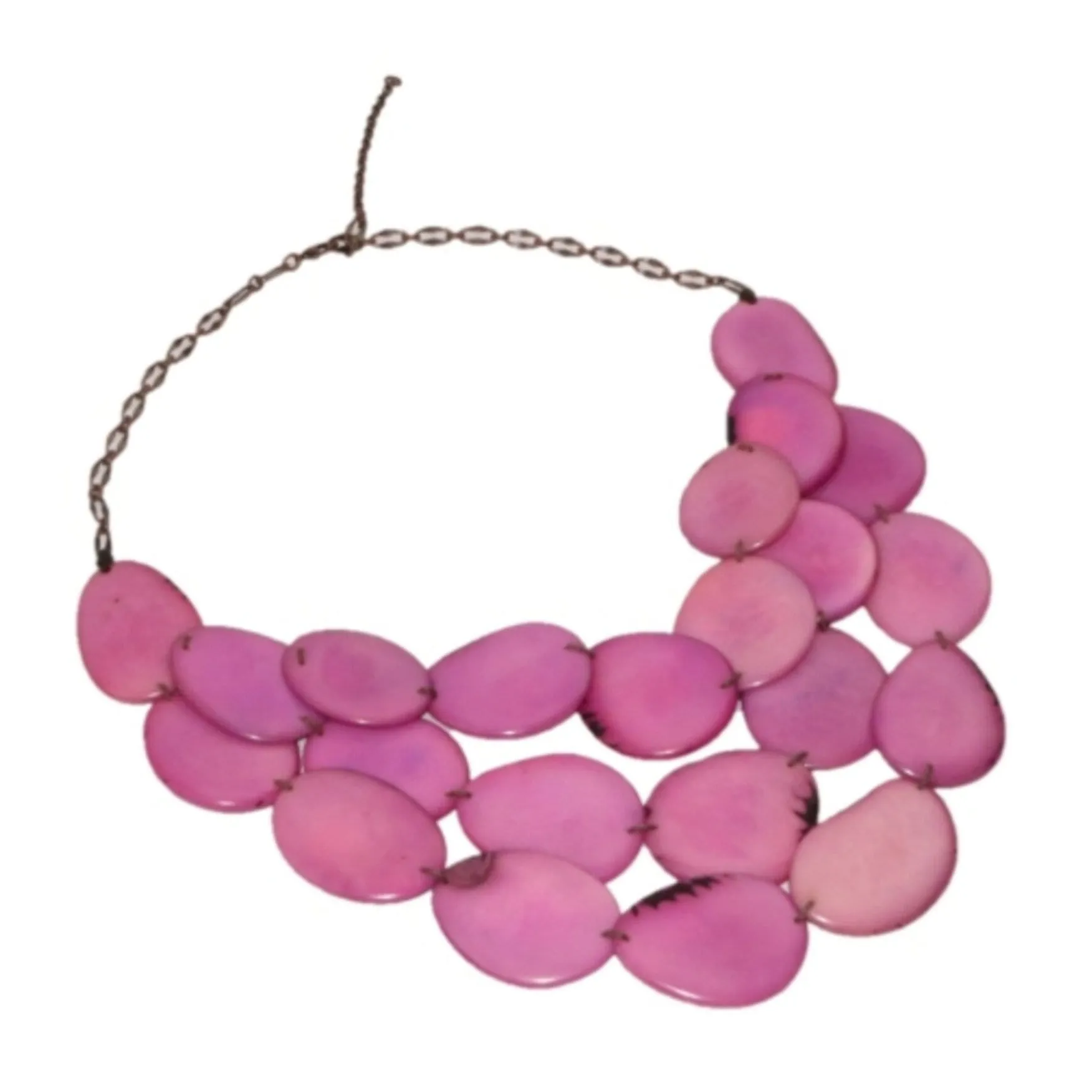 Light Purple Statement Bib Necklace Oval Shaped Vegetable Ivory Petals Natural Jewelry