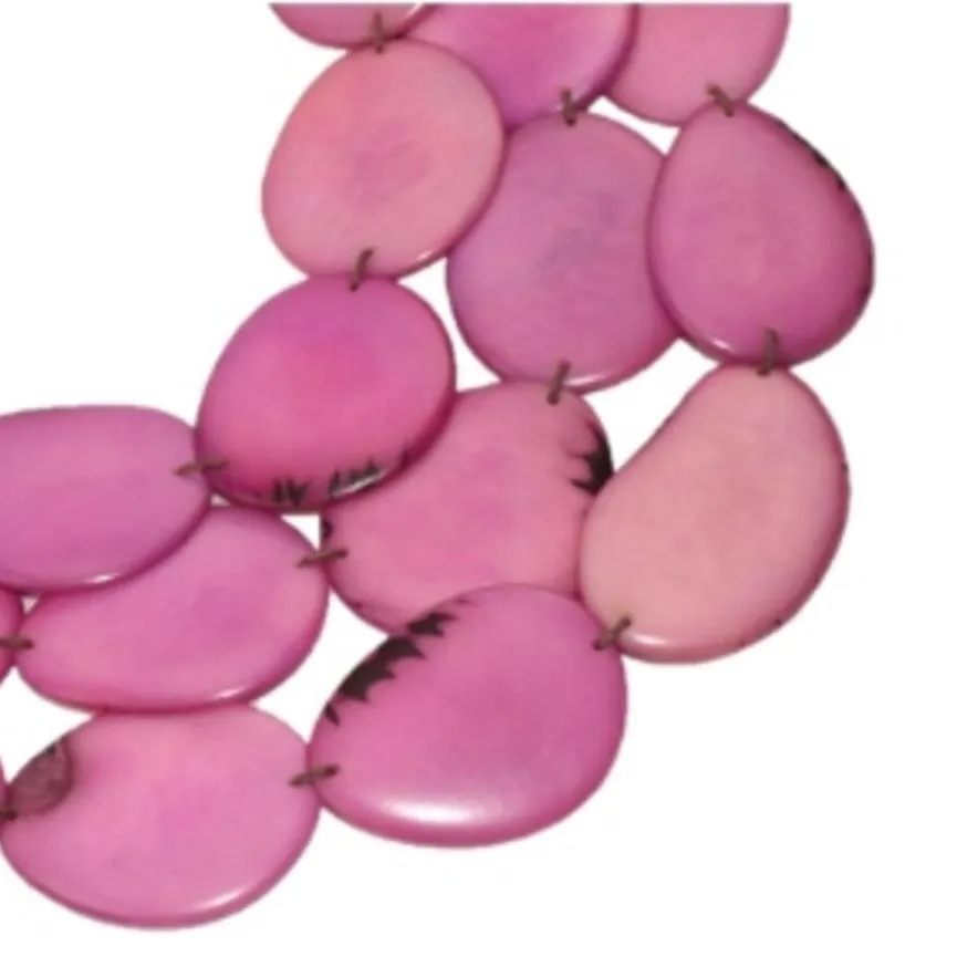 Light Purple Statement Bib Necklace Oval Shaped Vegetable Ivory Petals Natural Jewelry