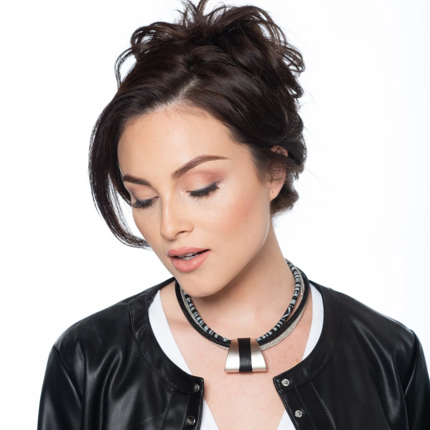 Linda - Black & multi-cord collar necklace
