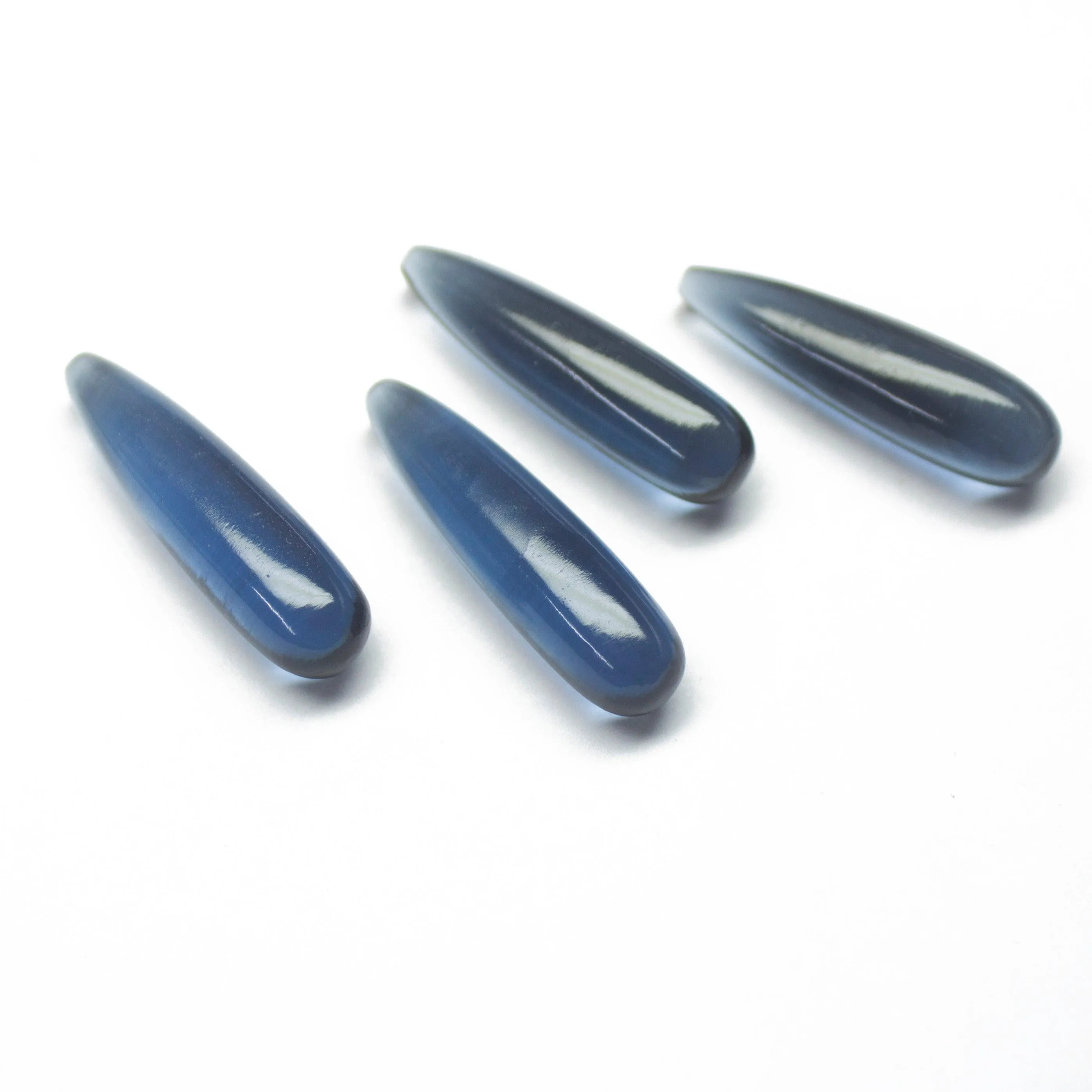 London Blue Topaz Quartz Smooth Tear Drop Gemstone Beads 1 Pair 30x8mm