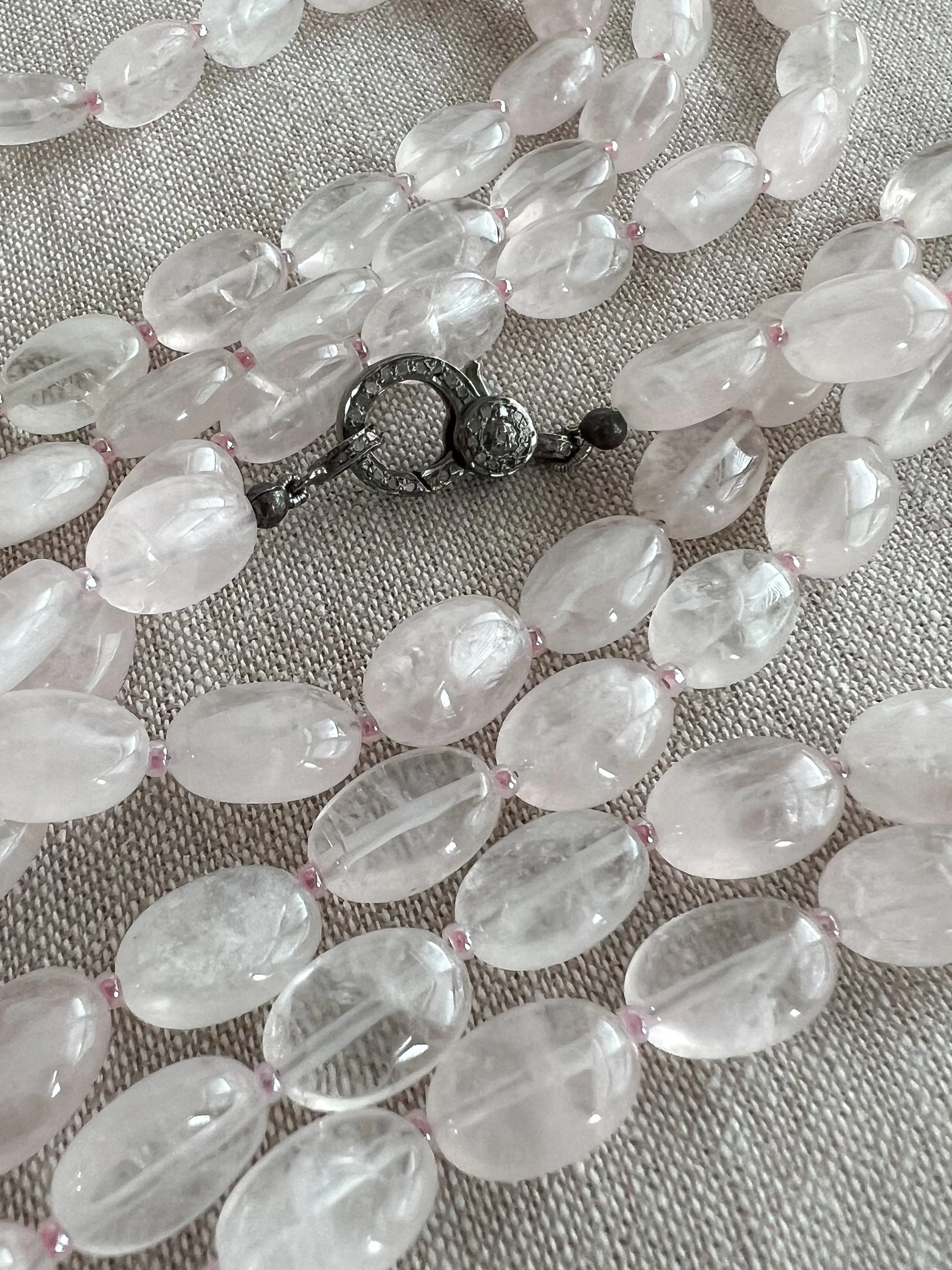 Long Rose Quartz Necklace