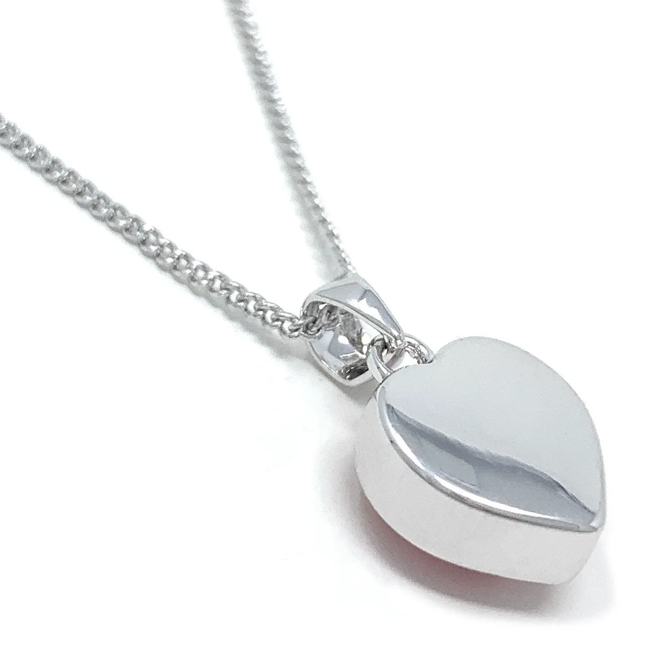 Lucia Pendant Necklace with Red Light Siam Heart Crystals from Swarovski Silver Toned Rhodium Plated