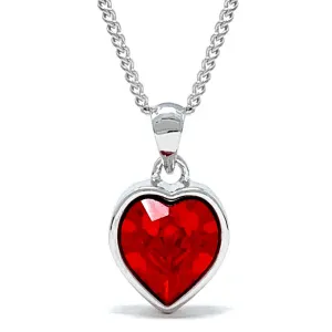 Lucia Pendant Necklace with Red Light Siam Heart Crystals from Swarovski Silver Toned Rhodium Plated