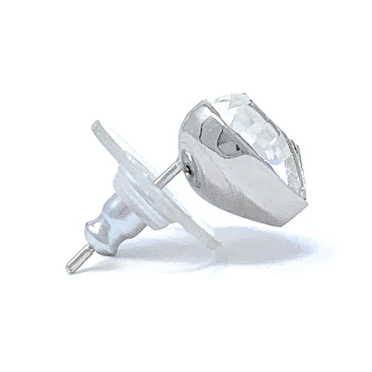 Lucia Stud Earrings with White Clear Heart Crystals from Swarovski Silver Toned Rhodium Plated