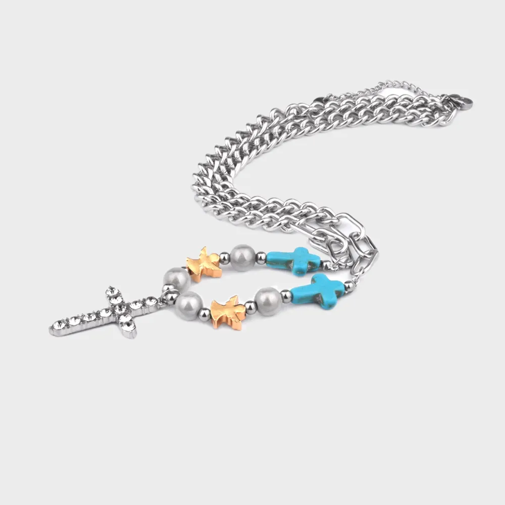 Lucky Cross Steel Pendant Necklace