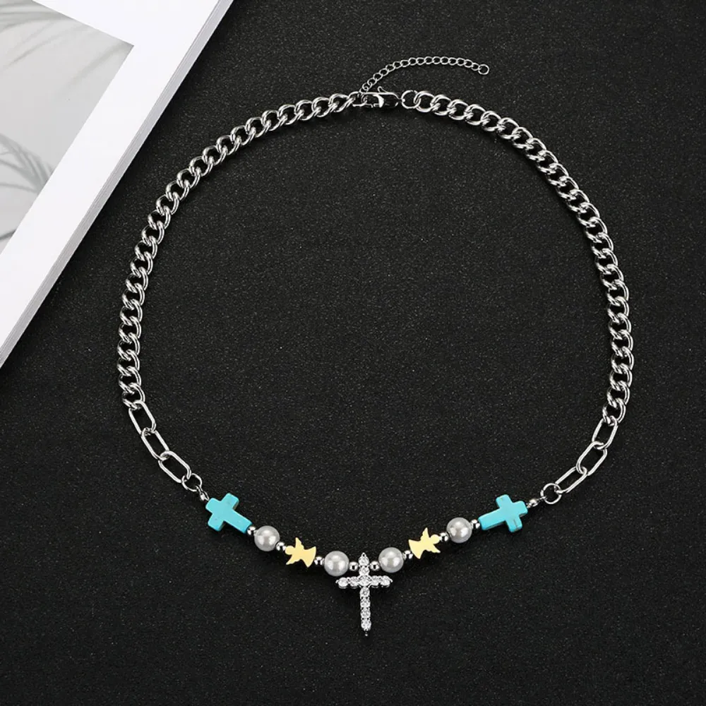 Lucky Cross Steel Pendant Necklace