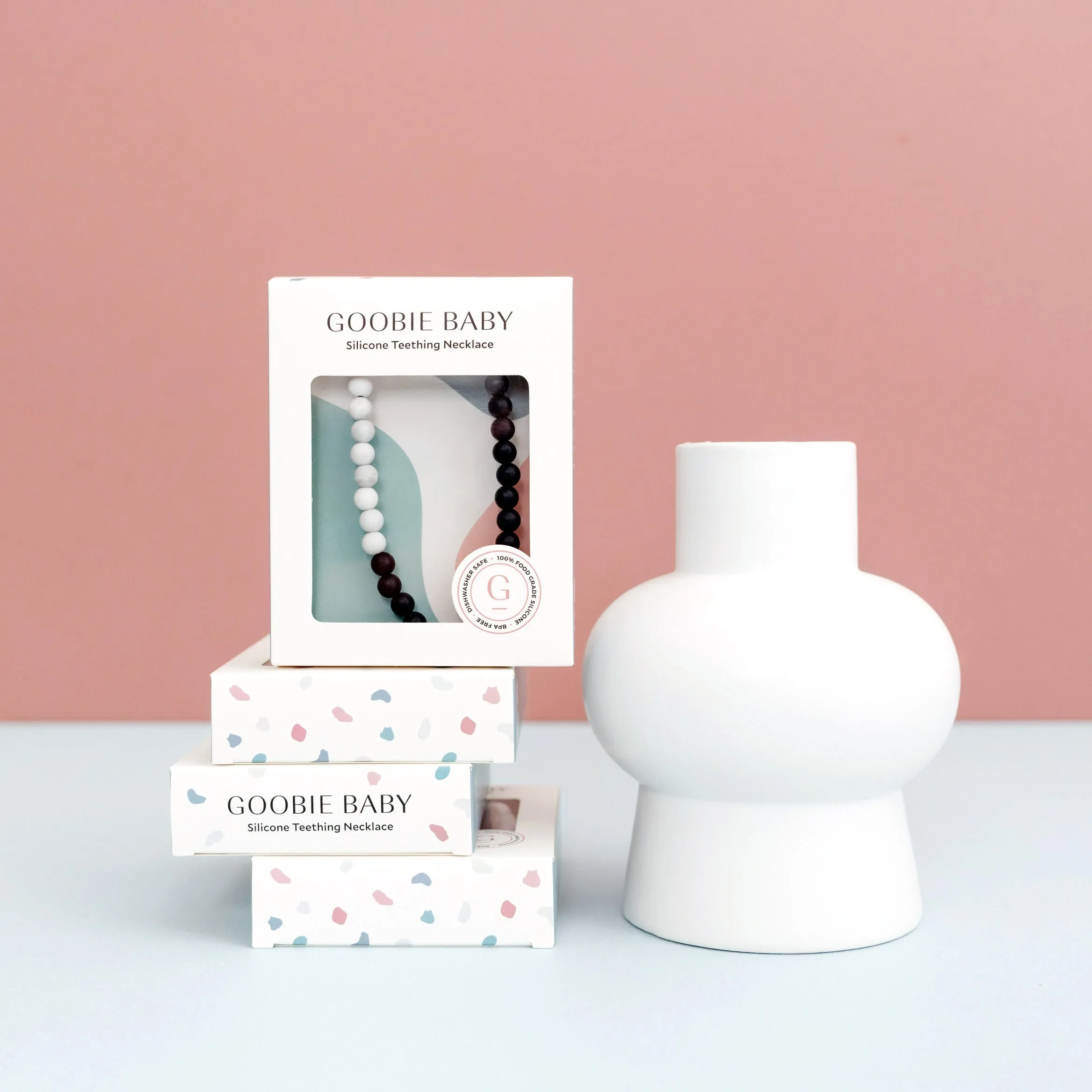 Madison Teething Necklace - Peach/Marble