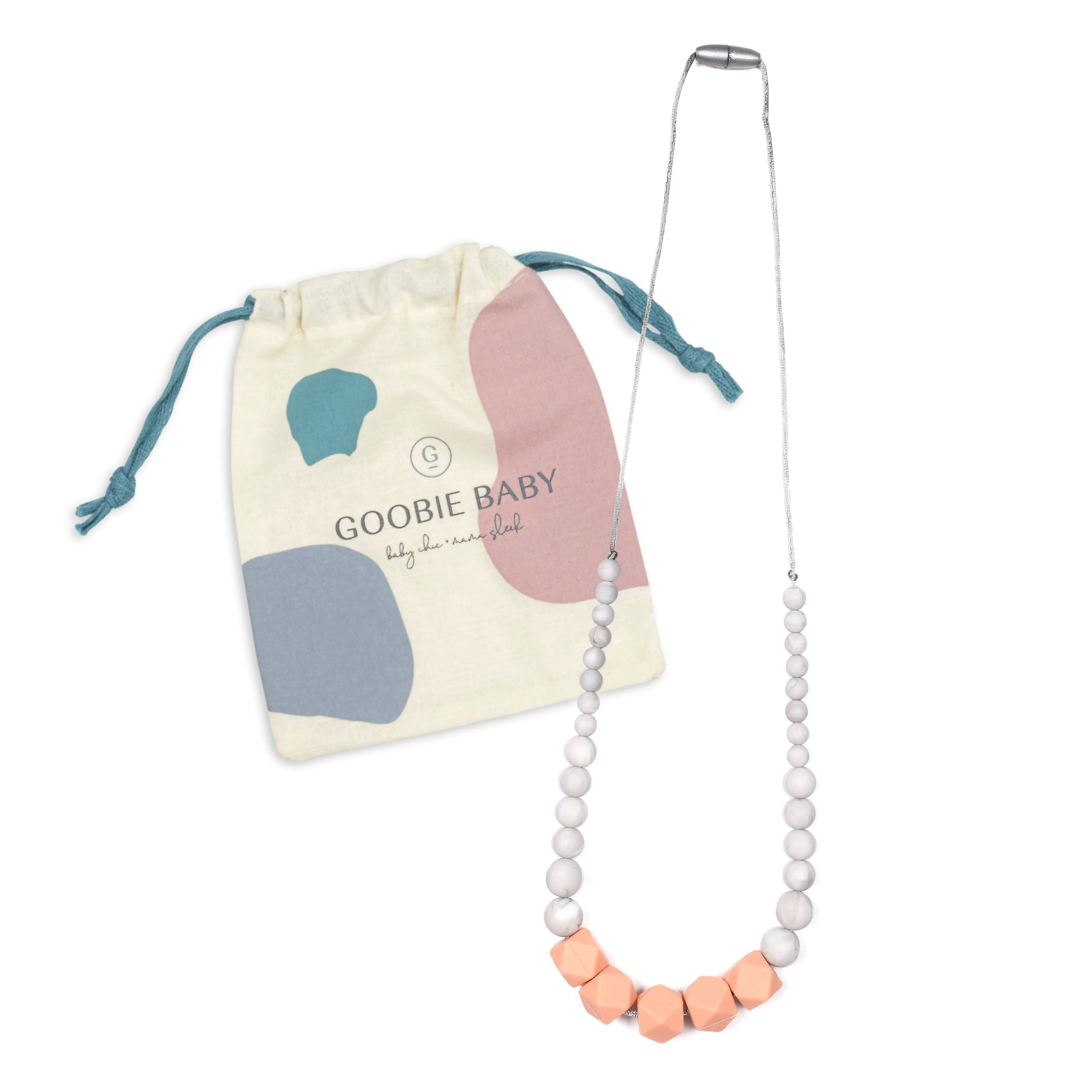 Madison Teething Necklace - Peach/Marble