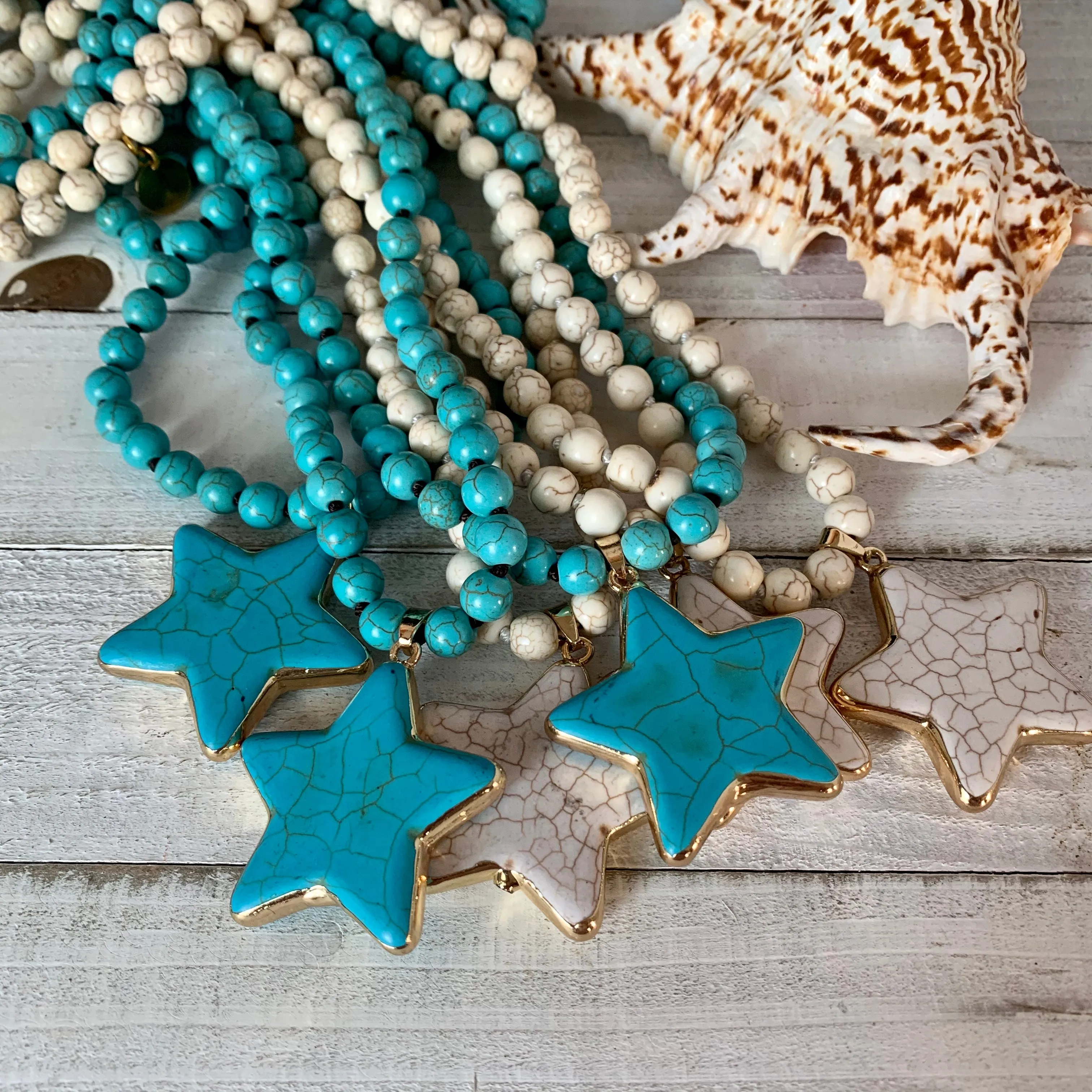 Magnesite Necklace with Star Shape Pendant | Erika Williner Designs