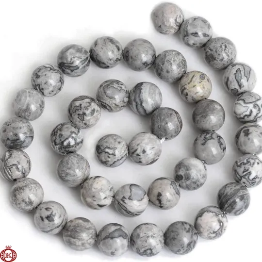 Map Jasper Beads Smooth Round