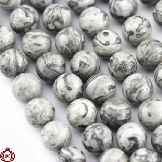 Map Jasper Beads Smooth Round