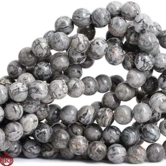 Map Jasper Beads Smooth Round