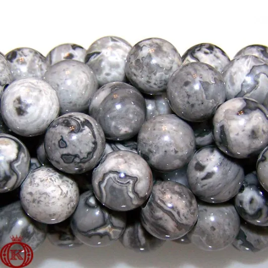 Map Jasper Beads Smooth Round