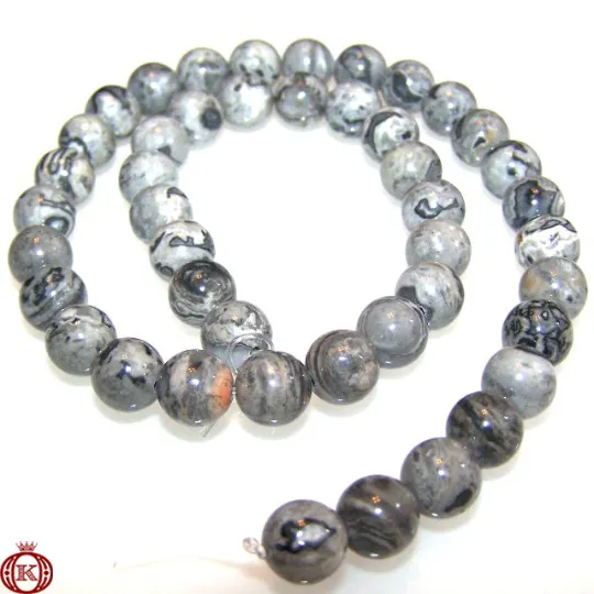 Map Jasper Beads Smooth Round