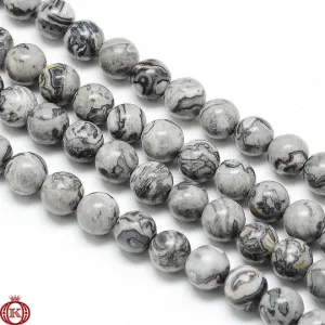 Map Jasper Beads Smooth Round