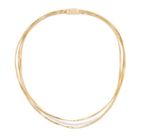 Marco Bicego Marrakech 18K Yellow Gold 3-Strand Coil Necklace With Diamond Bar
