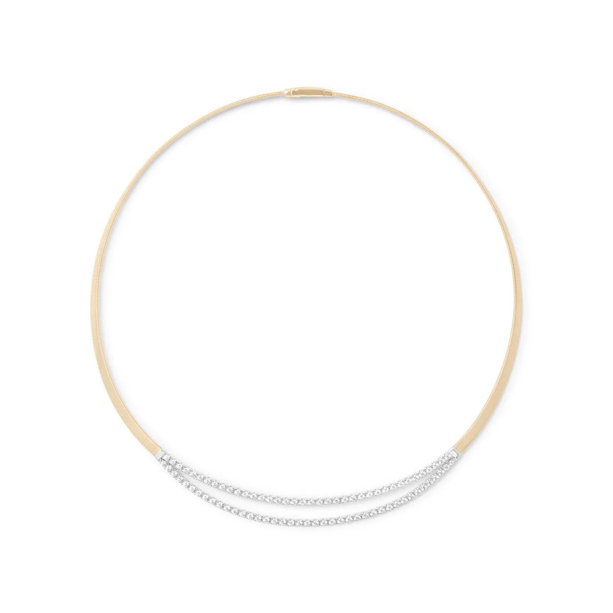 Marco Bicego Masai Coil Collar Necklace With Double Row Diamond Bar