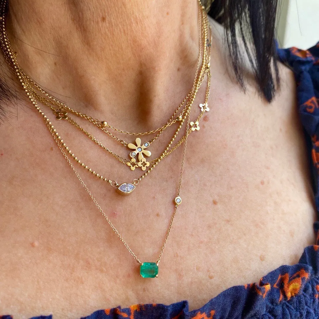 Marquise Diamond Bead Chain Necklace