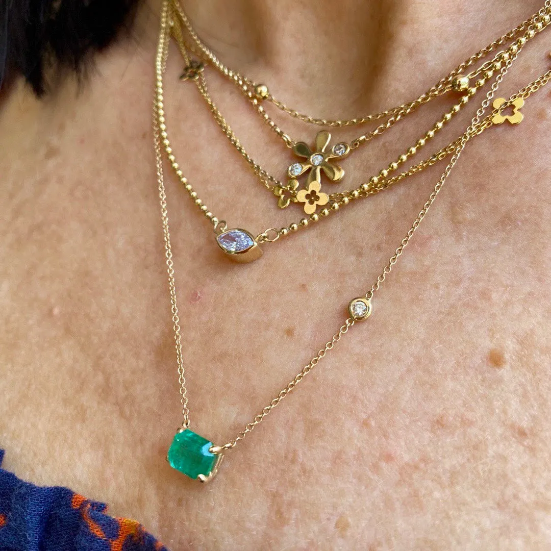 Marquise Diamond Bead Chain Necklace