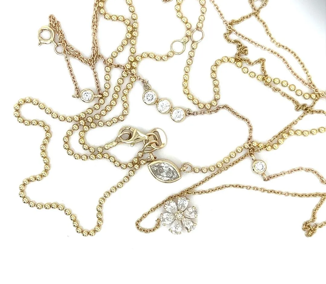 Marquise Diamond Bead Chain Necklace